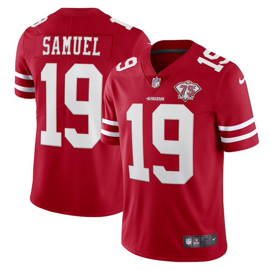 Men San Francisco 49ers #19 Deebo Samuel Nike Scarlet 75th Anniversary Vapor Limited NFL Jersey->san francisco 49ers->NFL Jersey